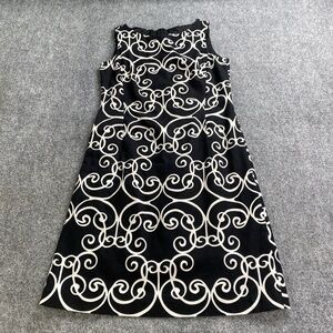 Ann Taylor Dress Women 4 Black White Sleeveless Sheath Silk Blend Career Classic